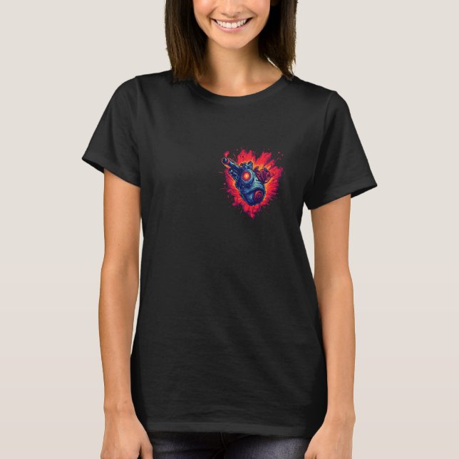 Camiseta Anatomical Mechanical Heart with Laser Gun Cyberpu (Anverso)