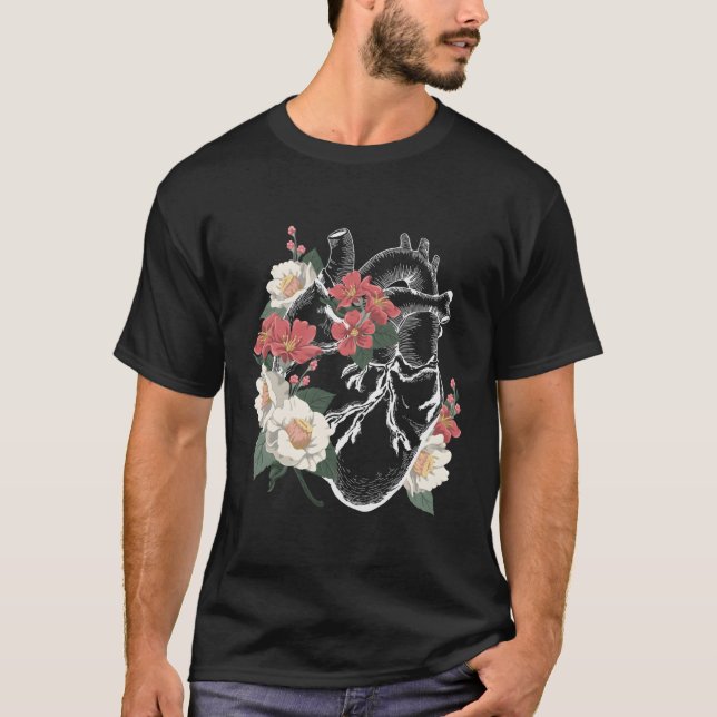 Camiseta Anatómico Él Y Flores Anatomía Cardiólogo (Anverso)
