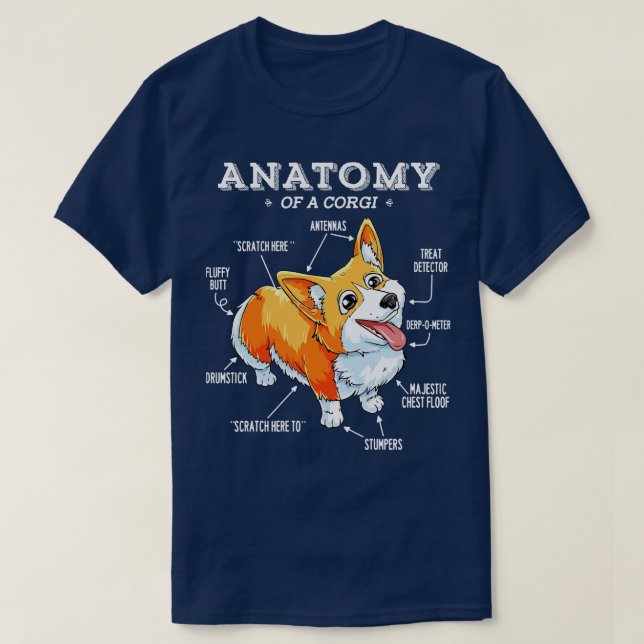 Camiseta Anatomy Corgi Dog (Diseño del anverso)