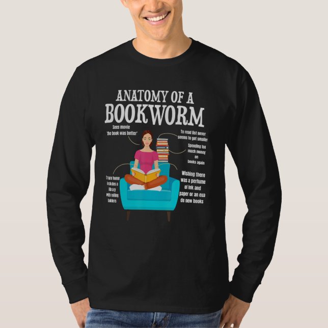 Camiseta anatomy of a bookworm book reading saying (Anverso)