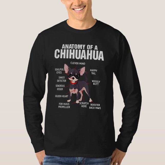 Camiseta Anatomy of a Chihuahua Dog  Dog Mom  Chihuahua (Anverso)