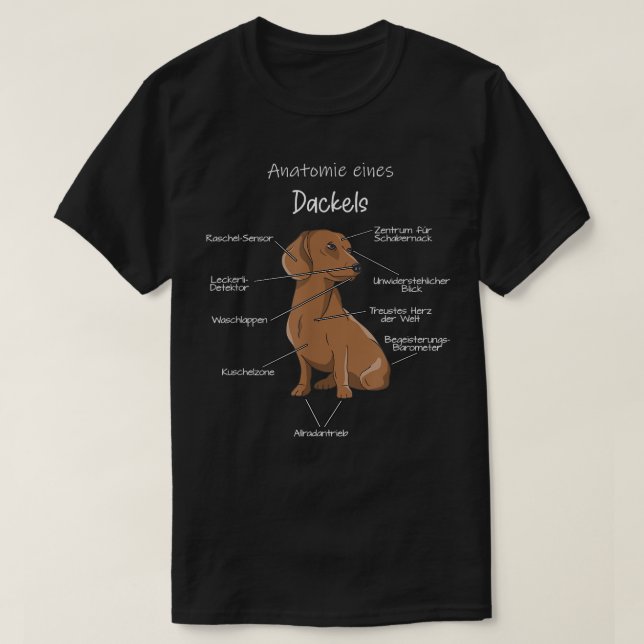 Camiseta Anatomy of a Dachshund  Badger Dog Dog Teckel  (Diseño del anverso)