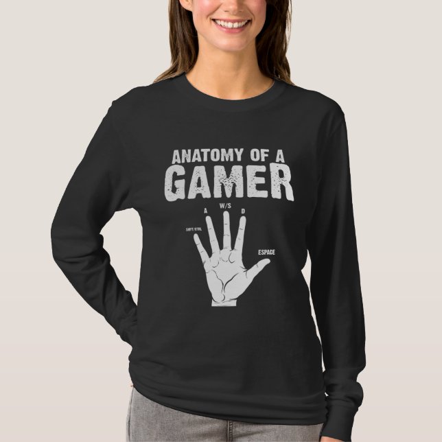 Camiseta Anatomy of A Gamer Gaming  mens Boys Gamer (Anverso)