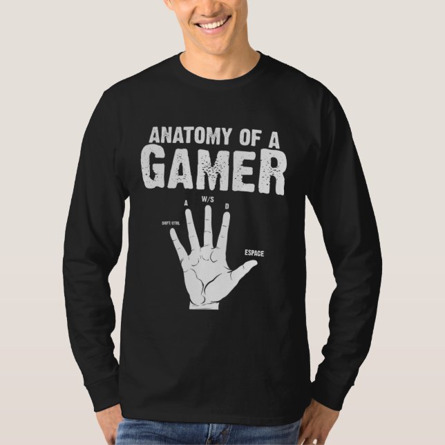 Camiseta Anatomy of A Gamer Gaming  mens Boys Gamer (Anverso)