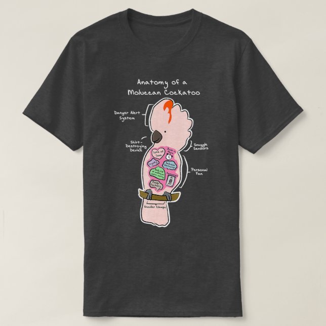 Camiseta Anatomy of a Moluccan Cockatoo Funny Parrot Shirt (Diseño del anverso)