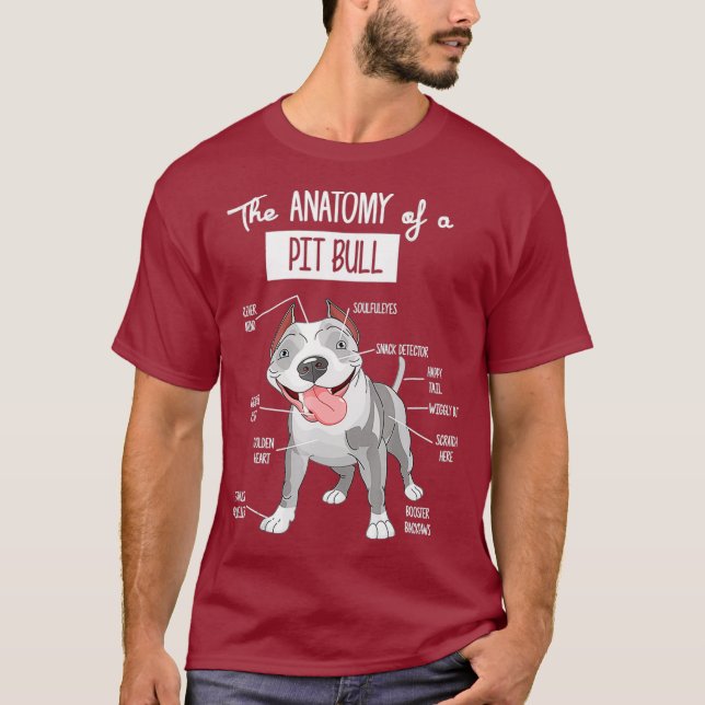 Camiseta Anatomy Of A Pitbull  Dog Lover Tee (Anverso)