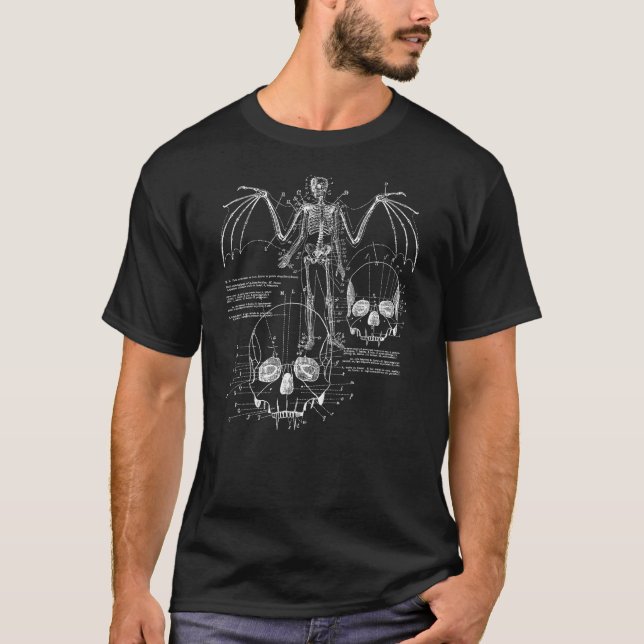 Camiseta Anatomy Of A Vampire Skull w Fangs, Bat Wings & Sk (Anverso)
