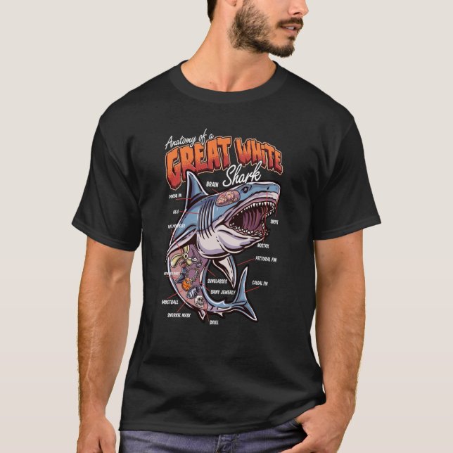 Camiseta Anatomy of a White Shark Fish Shark Educational (Anverso)