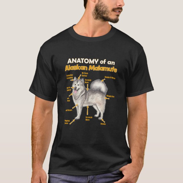 Camiseta anatomy of an Alaskan Malamute for him and her (Anverso)