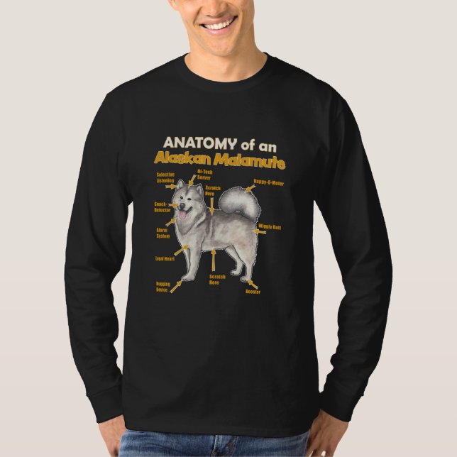 Camiseta anatomy of an Alaskan Malamute for him and her (Anverso)