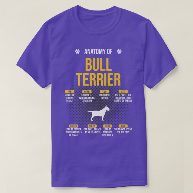 Camiseta Anatomy Of Bull Terrier Dog Lover  (Diseño del anverso)