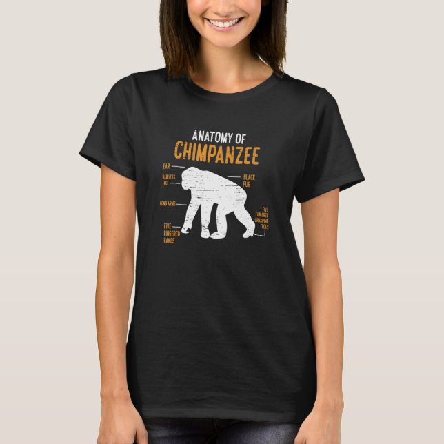 Camiseta Anatomy Of Chimpanzee Monkey Chimp Ape Wildlife Ch (Anverso)