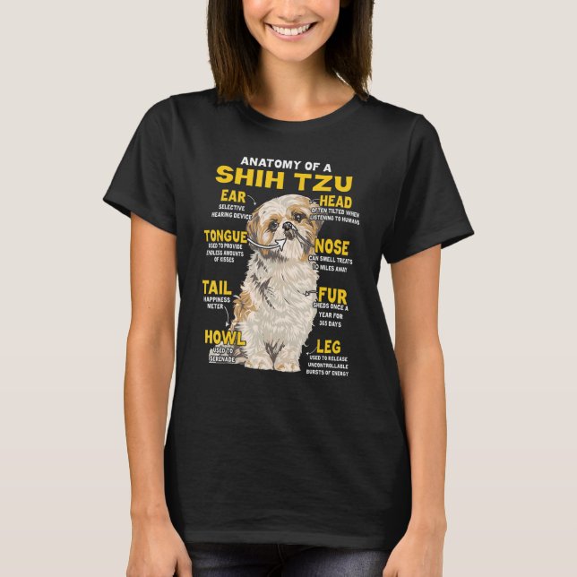 Camiseta Anatomy Of Shih Tzu Funny Dog Lover (Anverso)