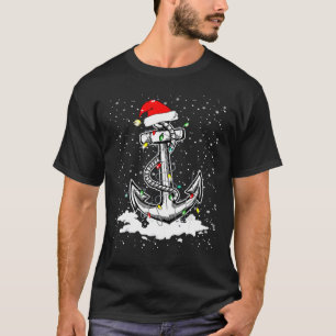Camiseta Anchor Boating Sailing Christmas Tree Lights Santa