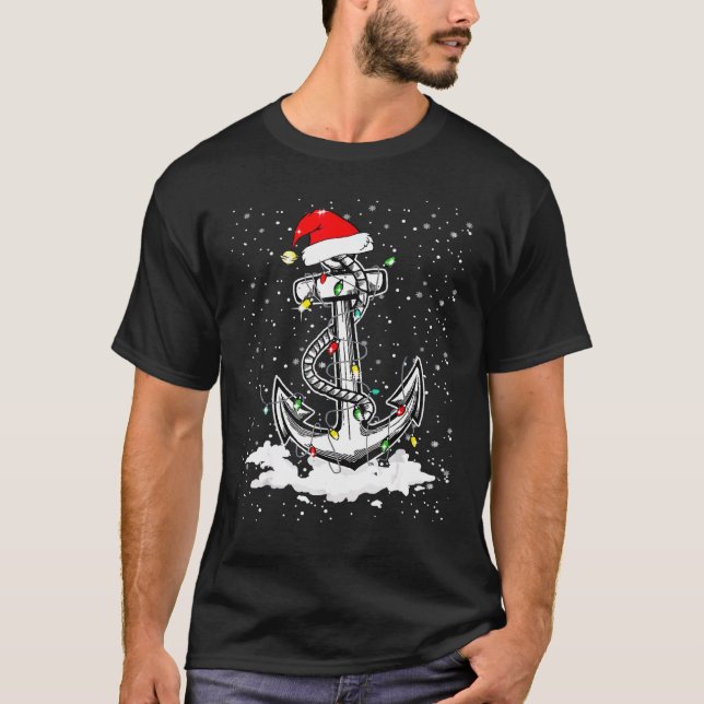 Camiseta Anchor Bote Vela Árbol de Navidad Encender Santa (Anverso)