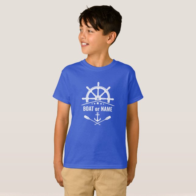 Camiseta Anchor Oars Ships Wheel Boat o Name Lapis Blue (Anverso completo)