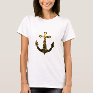 Camiseta Anchor purpurina de imitación de oro