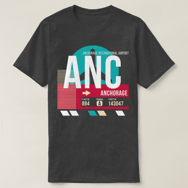Camiseta Anchorage Alaska ANC Etiqueta de equipaje de códig (Diseño del anverso)