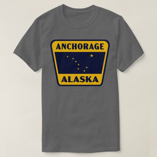 Camiseta Anchorage Alaska Insignia Retro Amarilla (Diseño del anverso)