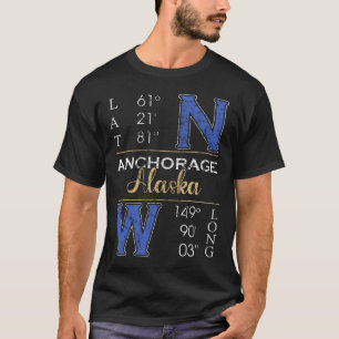 Camiseta Anchorage Alaska Latitude y longitud
