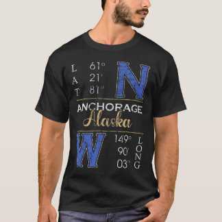 Camiseta Anchorage Alaska Latitude y longitud