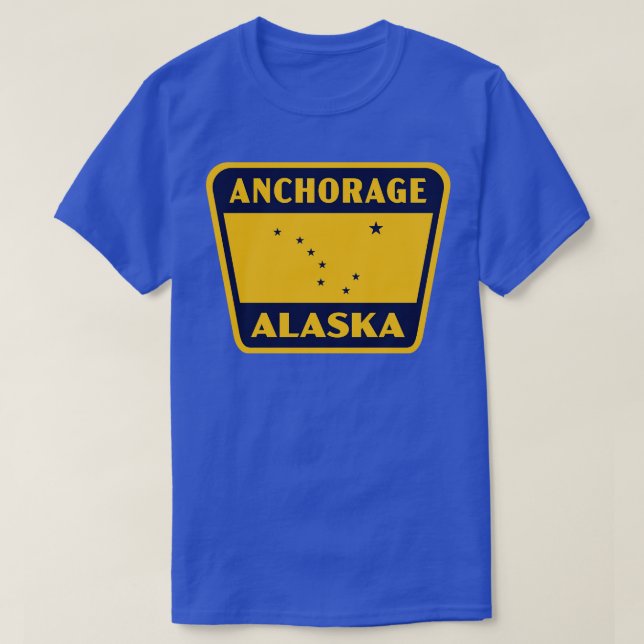Camiseta Anchorage Alaska Retro Badge Blue (Diseño del anverso)