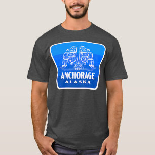 Camiseta Anchorage Alaska Retro Bird Badge Blue