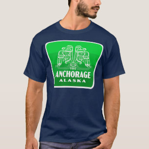 Camiseta Anchorage Alaska Retro Bird Badge Green