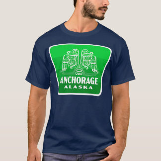 Camiseta Anchorage Alaska Retro Bird Badge Green