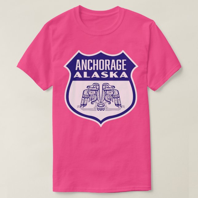 Camiseta Anchorage Alaska Retro Bird Shield Blue (Diseño del anverso)
