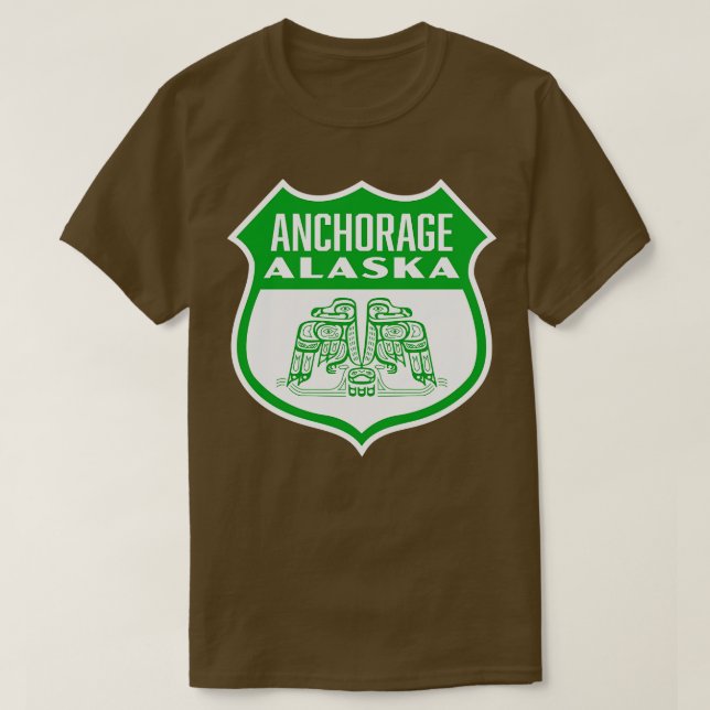 Camiseta Anchorage Alaska Retro Bird Shield Green (Diseño del anverso)
