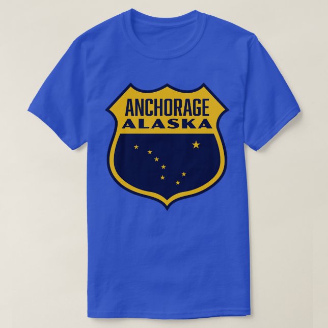 Camiseta Anchorage Alaska Retro Shield Amarillo (Diseño del anverso)