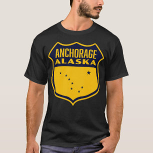 Camiseta Anchorage Alaska Retro Shield Blue