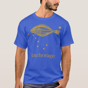Camiseta Anchorage Pescador del Halibut de la Bandera del E