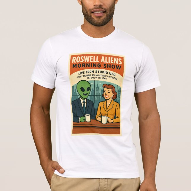 Camiseta Anchorman de TV de OVNI programa matutino Roswell  (Anverso)