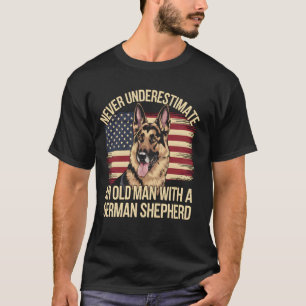 Camiseta Anciano con diseño patriótico de pastor alemán