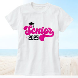 Camiseta Anciano de 2025 Graduado Retro Hot Pink