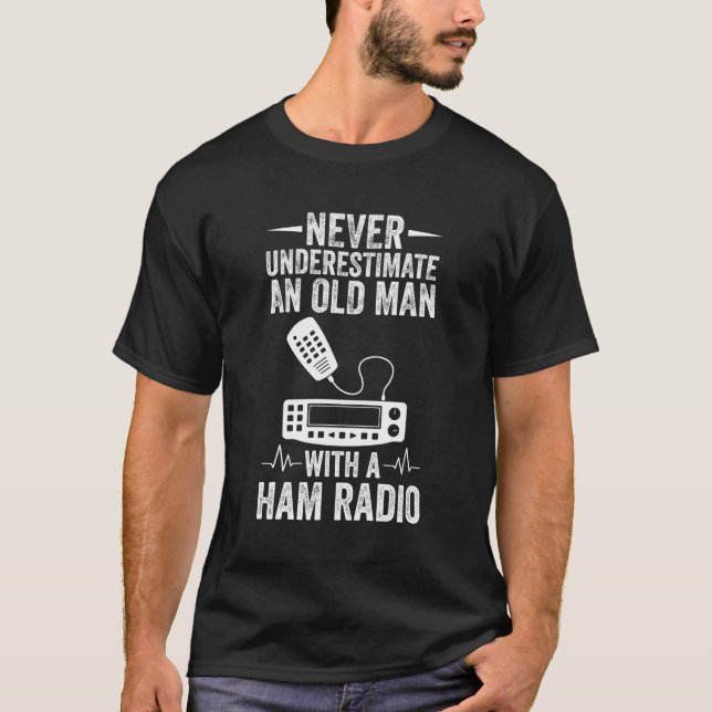 Camiseta Anciano De Radio Amateur Con Radio Ham (Anverso)