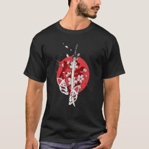 Camiseta Anciano japonés Samurai Katana espada Cherry Bloss