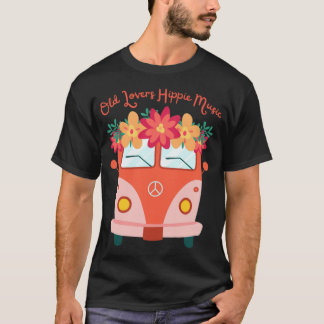 Camiseta Ancianos amantes de la música hippie Hippy Camping