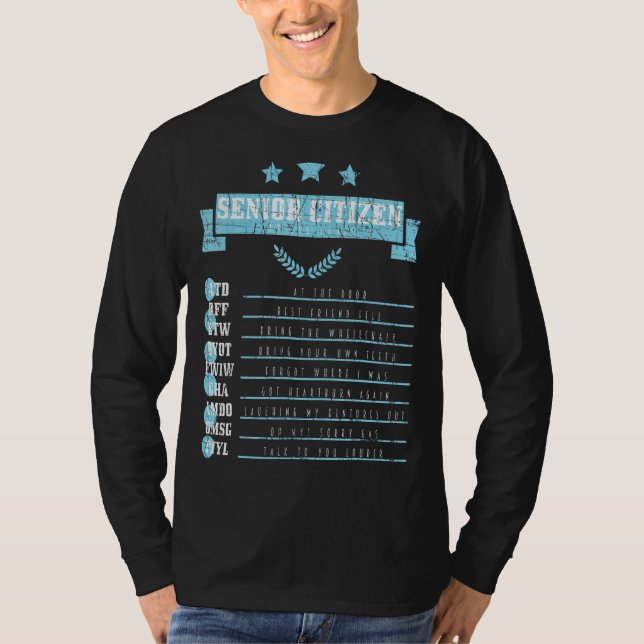 Camiseta Ancianos Códigos de texto para adultos mayores con (Anverso)