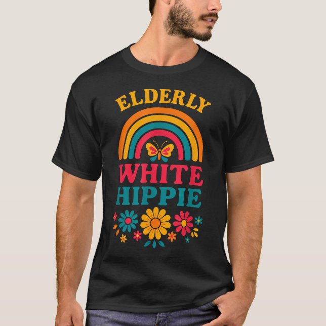 Camiseta Ancianos Hippie Blanco Hippy Wep Old (Anverso)