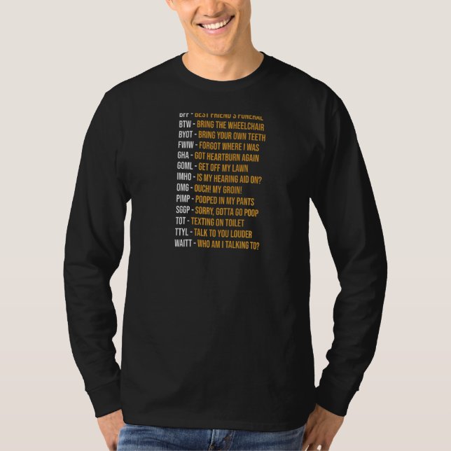 Camiseta Ancianos Mayores Ciudadanos Textos Código Viejos (Anverso)