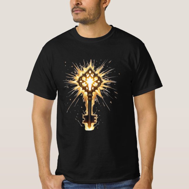 Camiseta Ancient Fantasy Key with Magical Light – Radiant E (Anverso)