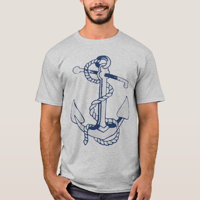 Camiseta Ancla 7 a de barco náutico azul de la marina (Anverso)