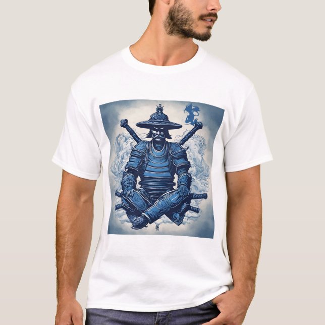 Camiseta ancla azul samurái  (Anverso)