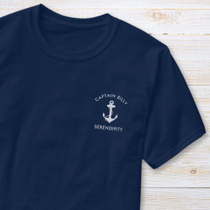 Camiseta Ancla clásica de barco capitea el azul de la marin