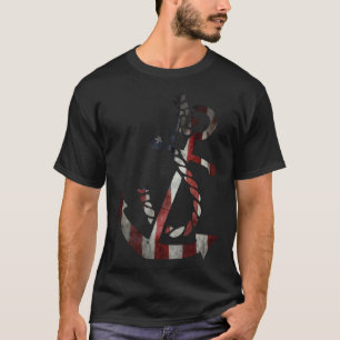 Camiseta Ancla de barco náutico vintage bandera americana o