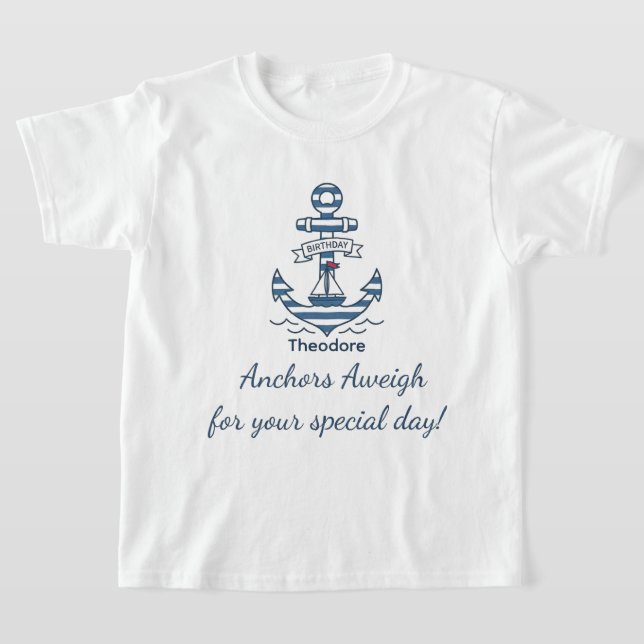 Camiseta Ancla de Rayas Náuticas Cumpleaños (Distribución)