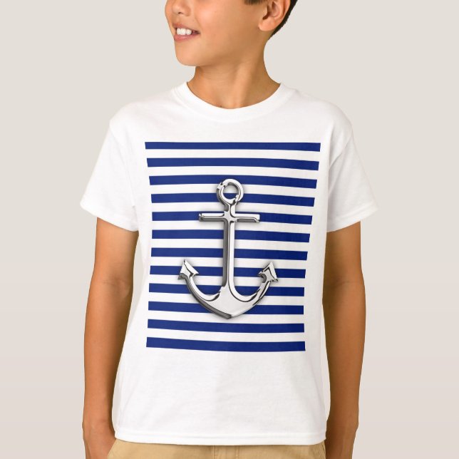 Camiseta Ancla del cromo en rayas de la marina de guerra (Anverso)
